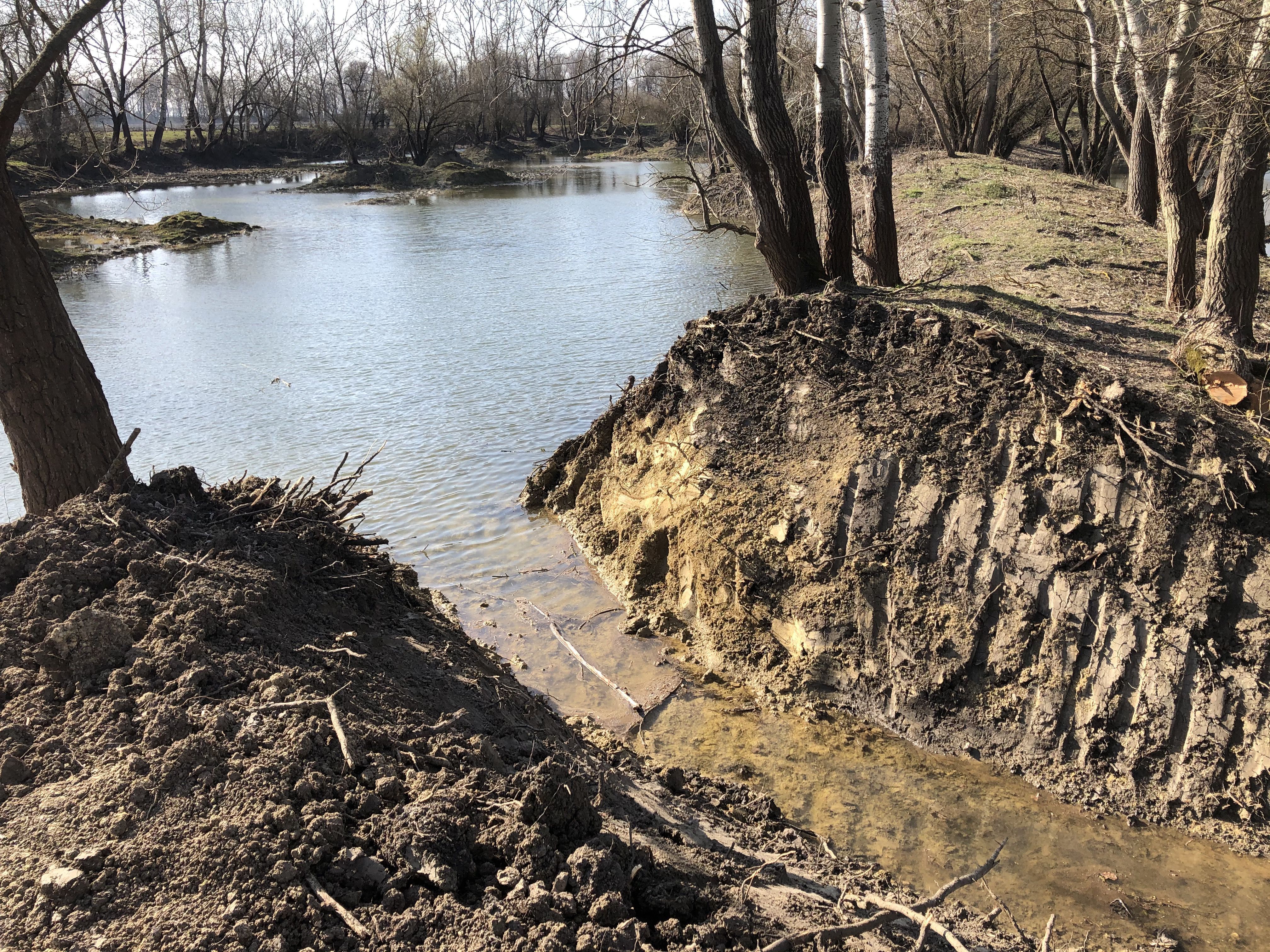 The above-water part of the study trail and the cutting of the earth ridge