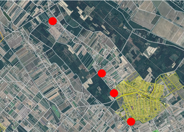 The intervention areas: the location of the inland and outskirt reservoir lakes and the four canal sections to be rehabilitated
